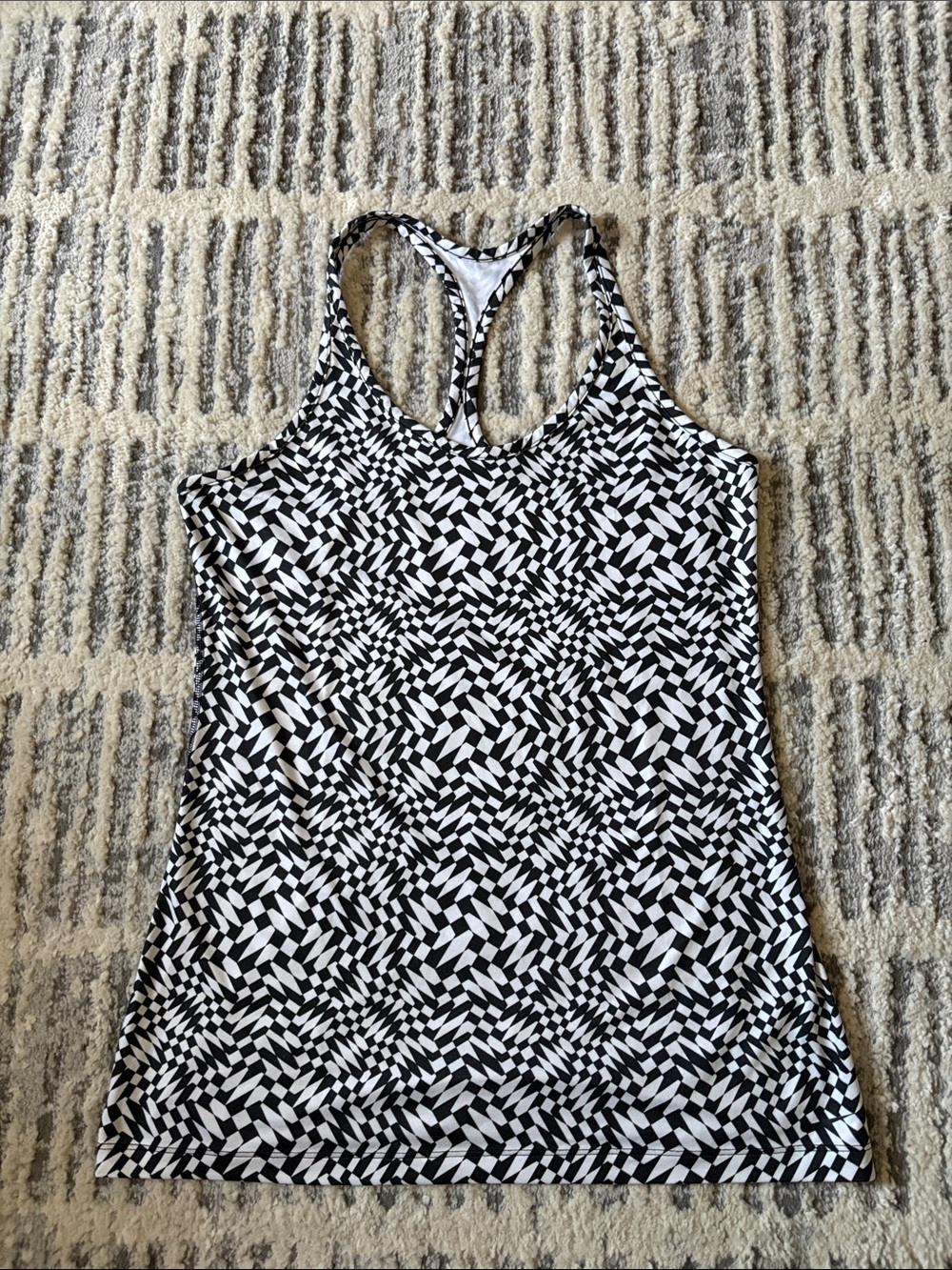 Nike Women’s Black & White Geometric Dri-FIT Racerback Tank-Medium